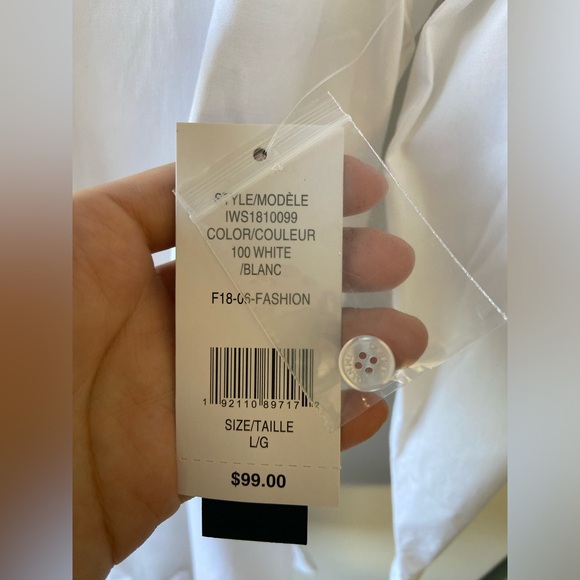 Isaac Mizrahi white button down with tie back detail NWT - Picture 7 of 9